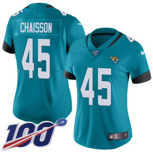 Nike Jacksonville Jaguars 45 KLavon Chaisson Teal Green Alternate Women Stitched NFL 100th Season Vapor Untouchable Limited Jersey